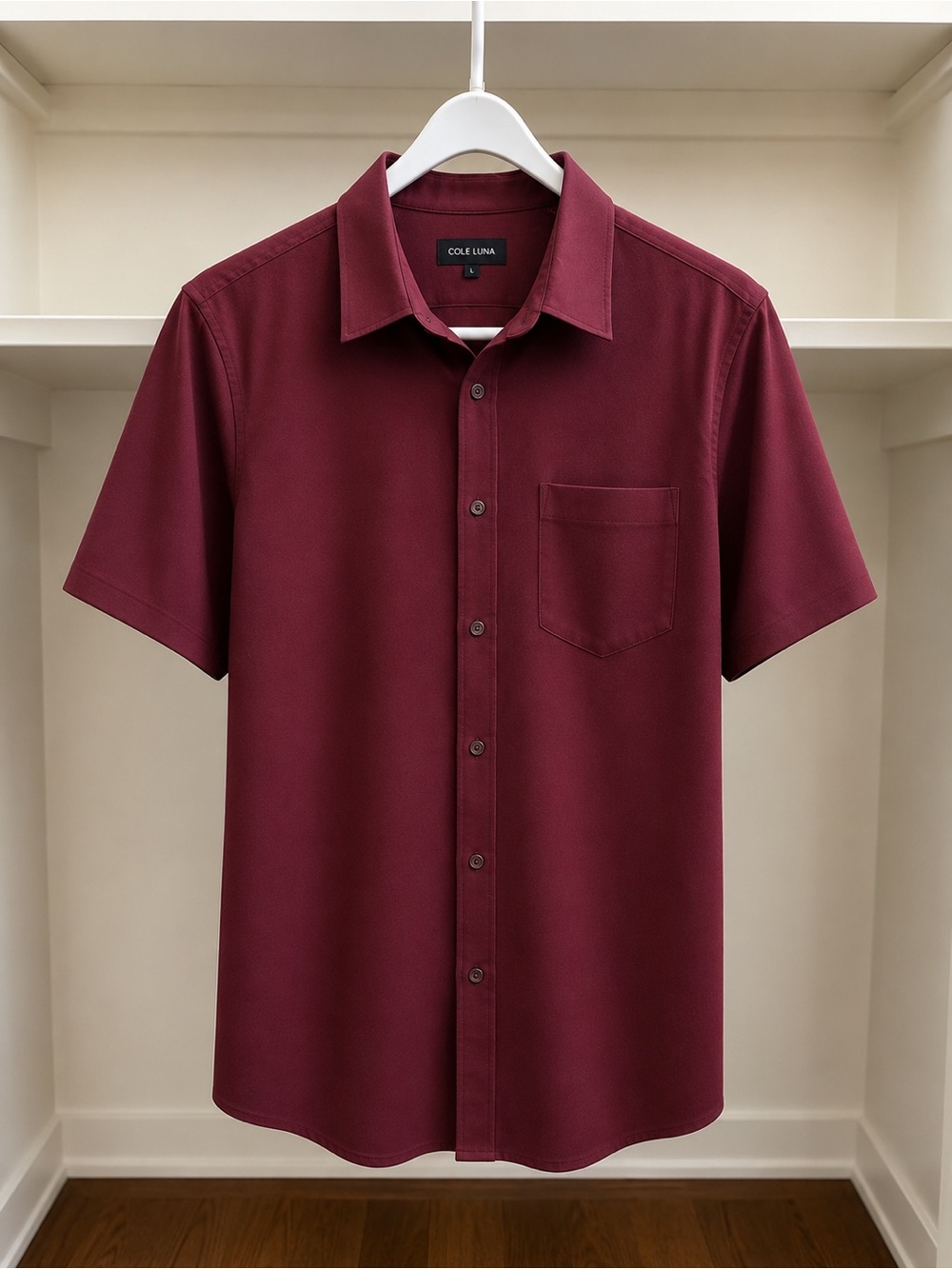 Cafe Luna Men's Short-Sleeve Button-Down Shirt in Burgundy